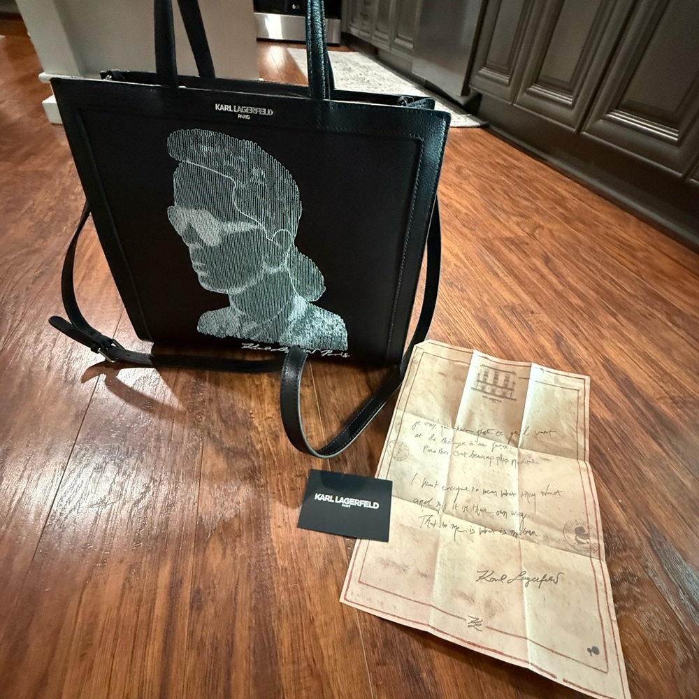 Karl Lagerfeld Black and Gray Graphic Tote